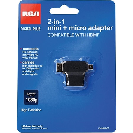 Rca 2-In-1 HDMI Female to HDMI Mini/Micro HDMI Adapter DHMIMICE